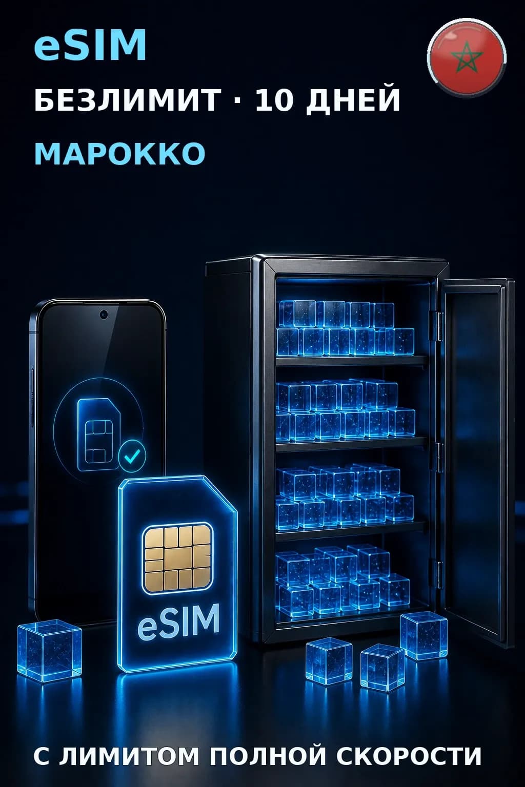 eSIM Марокко — БЕЗЛИМИТ, 10 дней — интернет