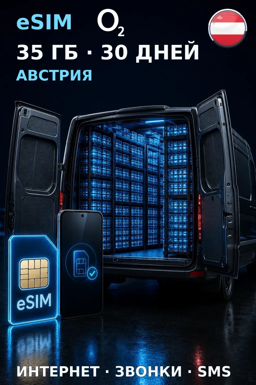 eSIM Австрия — 35 ГБ, 30 дней — интернет, звонки и SMS