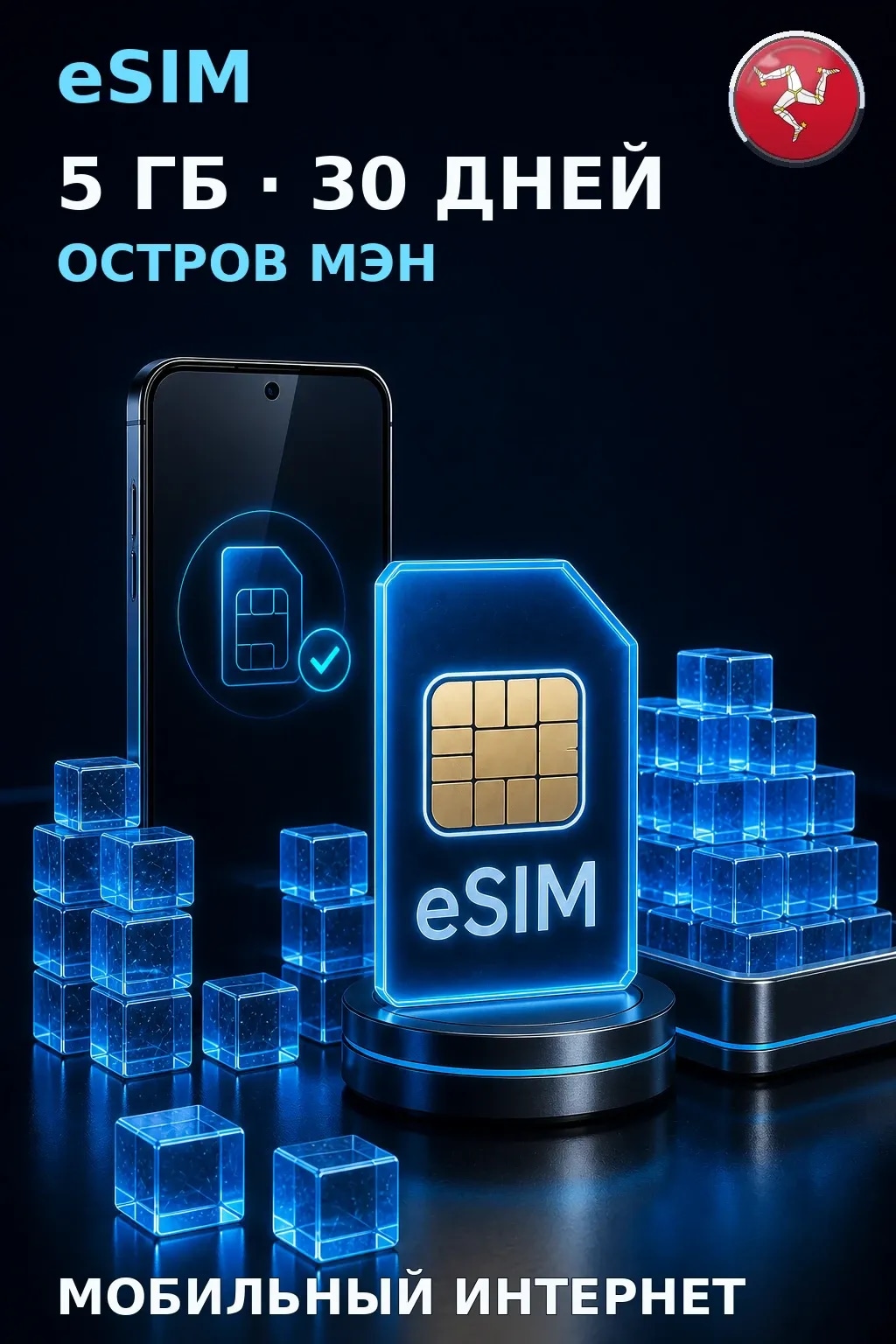 eSIM Остров Мэн — 5 ГБ, 30 дней — интернет