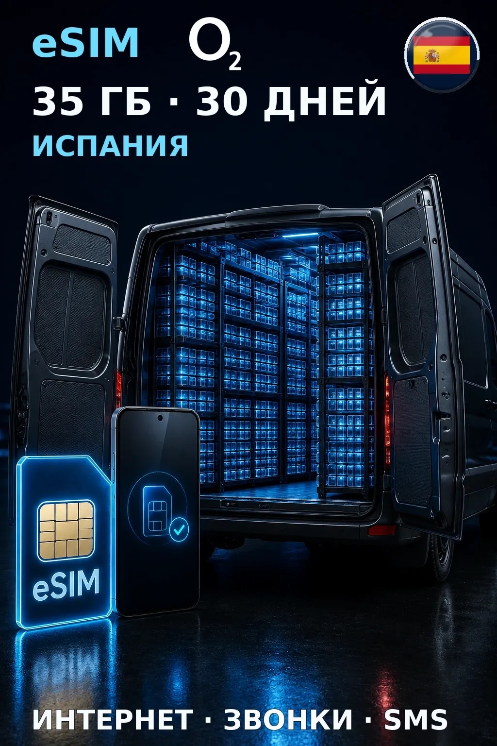 eSIM Испания — 35 ГБ, 30 дней — интернет, звонки и SMS