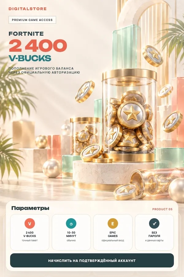 V-Bucks 2 400 — начисление без передачи пароля
