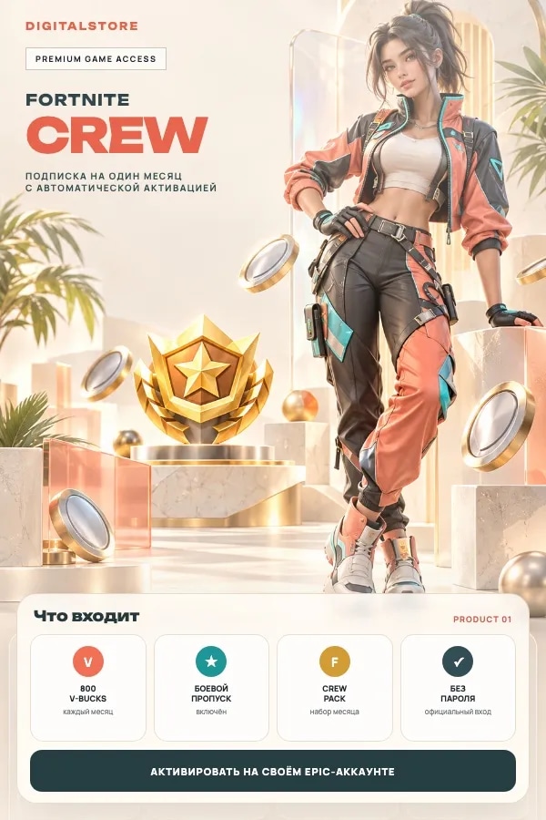 Подписка Fortnite Crew — активация на вашем Epic