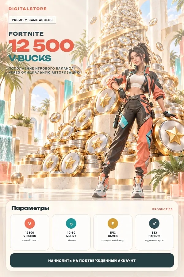 Пакет 12 500 V-Bucks для аккаунта Fortnite