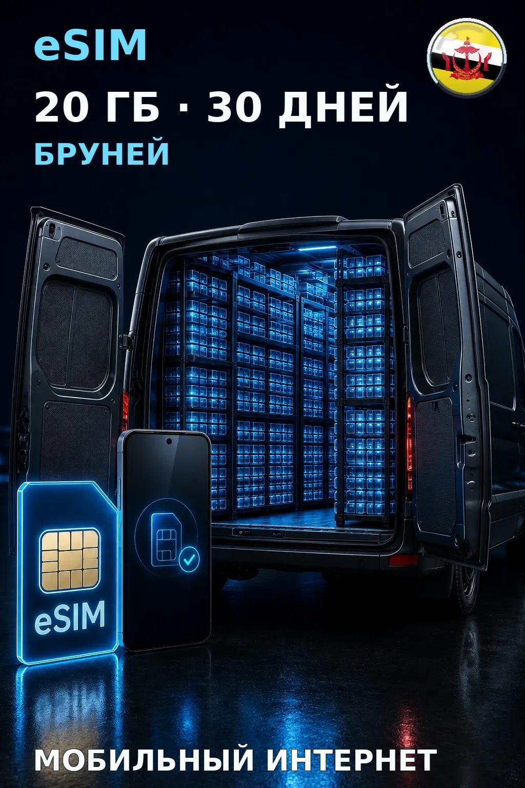 eSIM Бруней — 20 ГБ, 30 дней — интернет
