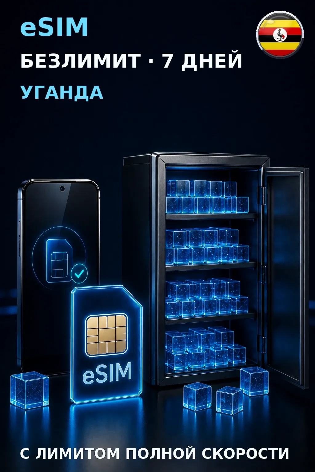 eSIM Уганда — БЕЗЛИМИТ, 7 дней — интернет