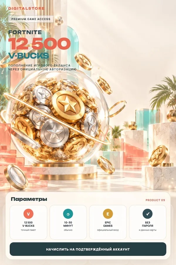 V-Bucks 12 500 — автоматическое пополнение Epic