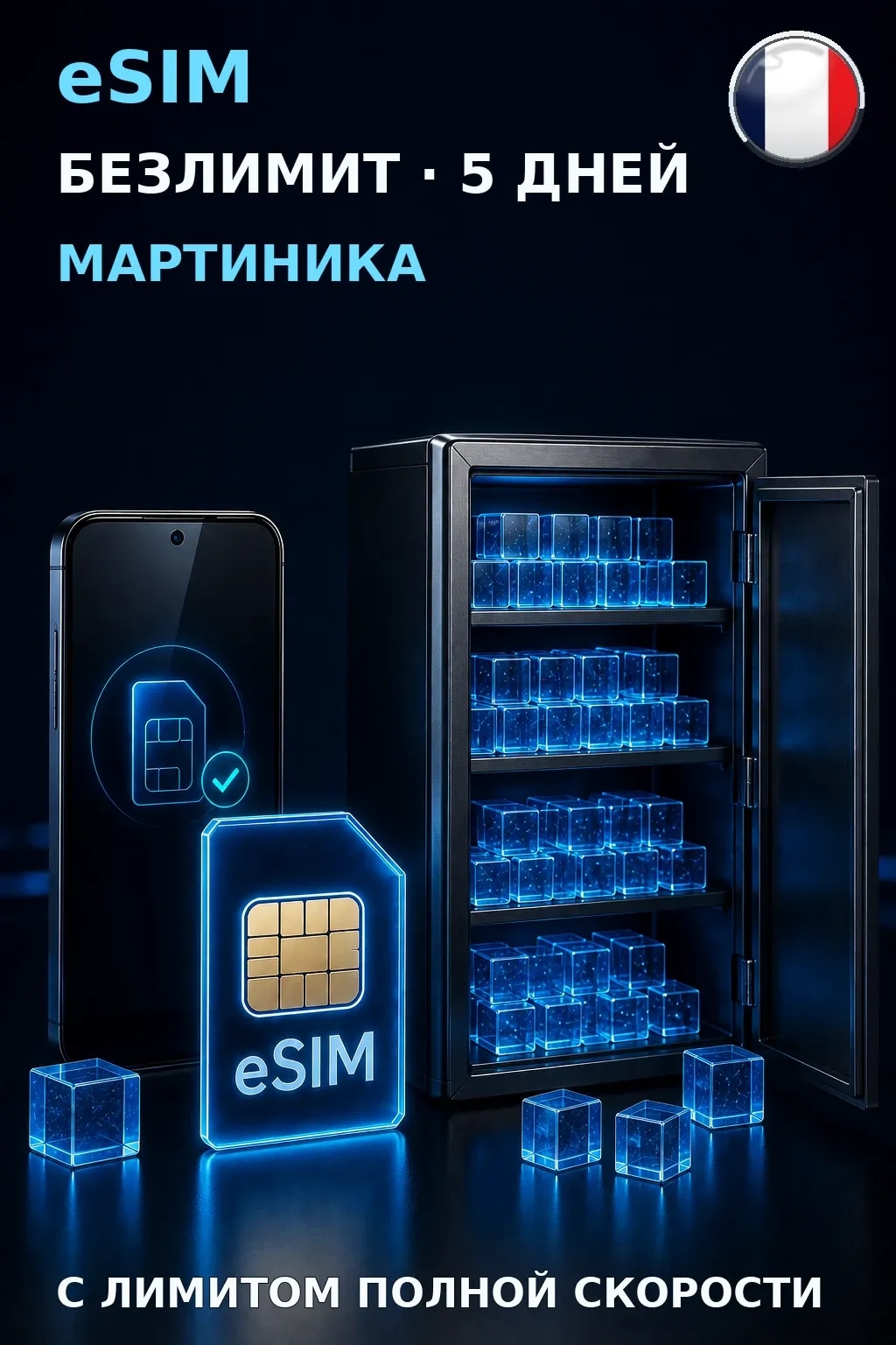 eSIM Мартиника — БЕЗЛИМИТ, 5 дней — интернет